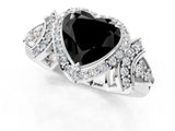 Silver Fancy Black Heart Cut Halo Diamond Split Shank Engagement Ring with Four-Prong Setting_7
