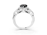 Silver Fancy Black Heart Cut Halo Diamond Split Shank Engagement Ring with Four-Prong Setting_9