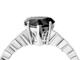 Silver Fancy Black Heart Cut Solitaire Diamond Ring with Infinity Twist Band and Four-Prong Setting_10