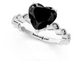 Silver Fancy Black Heart Cut Solitaire Diamond Ring with Infinity Twist Band and Four-Prong Setting_7