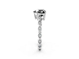 Silver Fancy Black Heart Cut Solitaire Diamond Ring with Infinity Twist Band and Four-Prong Setting_8