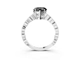 Silver Fancy Black Heart Cut Solitaire Diamond Ring with Infinity Twist Band and Four-Prong Setting_9