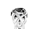 Silver Fancy Black Heart Cut Solitaire Intertwined Band Prong Setting Ring_11