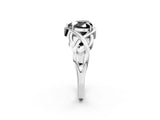 Silver Fancy Black Heart Cut Solitaire Intertwined Band Prong Setting Ring_8