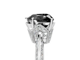 Silver Fancy Black Heart Cut Solitaire Split Shank Pave Diamond Engagement Ring with Four-Prong Setting_137