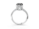 Silver Fancy Black Heart Cut Solitaire Split Shank Pave Diamond Engagement Ring with Four-Prong Setting_45
