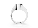 Silver Fancy Black Heart Cut Solitaire Tension-Set Diamond Split Shank Ring_9
