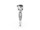 Silver Fancy Black Heart Cut Solitaire Twist Pave Diamond Engagement Ring with Prong Setting_56