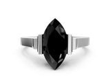 Silver Fancy Black Marquise Cut Brilliant Solitaire Diamond Ring with Channel Set Band and Bar Prong Setting_54