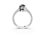 Silver Fancy Black Marquise Cut Brilliant Split Shank Pave Solitaire Ring with Four-Prong Setting_15