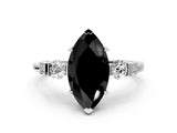 Silver Fancy Black Marquise Cut Brilliant Three-Stone Pave Band with Four-Prong Setting_6