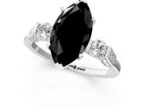 Silver Fancy Black Marquise Cut Brilliant Three-Stone Pave Band with Four-Prong Setting_7