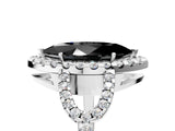 Silver Fancy Black Marquise Cut Cut Diamond Halo Engagement Ring with Open Split Pavé Band_11