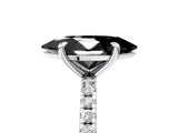 Silver Fancy Black Marquise Cut Diamond Brilliant Solitaire Ring with Pavé Band and Four-Prong Setting_41