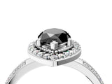 Silver Fancy Black Marquise Cut Diamond Double Halo Ring with Split Shank and Four-Prong Setting_10