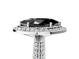 Silver Fancy Black Marquise Cut Diamond Double Halo Ring with Split Shank and Four-Prong Setting_11