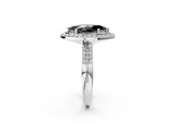 Silver Fancy Black Marquise Cut Diamond Double Halo Ring with Split Shank and Four-Prong Setting_8