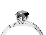 Silver Fancy Black Marquise Cut Diamond Engagement Ring with Side Stone Accents and Four-Prong Setting_40