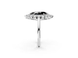 Silver Fancy Black Marquise Cut Diamond Floral Double Halo Engagement Ring with Prong Setting_134