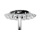 Silver Fancy Black Marquise Cut Diamond Floral Double Halo Engagement Ring with Prong Setting_137