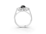 Silver Fancy Black Marquise Cut Diamond Floral Double Halo Engagement Ring with Prong Setting_33