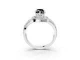 Silver Fancy Black Marquise Cut Diamond Halo Ring with Split Shank and Bezel Accents and Four-Prong Setting_9