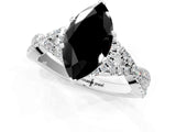 Silver Fancy Black Marquise Cut Diamond  Halo Twist Band Solitaire Prong Setting Ring_13