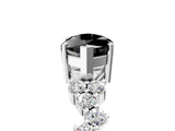 Silver Fancy Black Marquise Cut Diamond Scattered Round Accent Ring with Prong Setting_5