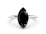 Silver Fancy Black Marquise Cut Diamond Solitaire Engagement Ring with Classic Band and Four-Prong Setting_12