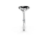 Silver Fancy Black Marquise Cut Diamond Solitaire Ring with Pavé Band and Prong Setting_14