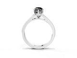 Silver Fancy Black Marquise Cut Diamond Solitaire Ring with Pavé Band and Prong Setting_15