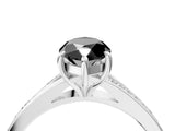 Silver Fancy Black Marquise Cut Diamond Solitaire Ring with Pavé Band and Prong Setting_16