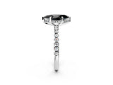 Silver Fancy Black Marquise Cut Diamond Solitaire Ring with Round  Pavé Band and Four-Prong Setting_26