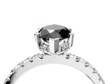 Silver Fancy Black Marquise Cut Diamond Solitaire Ring with Round  Pavé Band and Four-Prong Setting_28