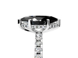 Silver Fancy Black Marquise Cut Diamond Solitaire Ring with Round  Pavé Band and Four-Prong Setting_29