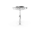 Silver Fancy Black Marquise Cut Halo Diamond Cluster Ring with Marquise and Round Stones on a White Gold Band with Prong Setting_2