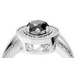 Silver Fancy Black Marquise Cut Halo Diamond Engagement Ring with Pave Split Shank and Four-Prong Setting_10