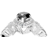Silver Fancy Black Marquise Cut Halo Diamond Split Shank Engagement Ring with Four-Prong Setting_10
