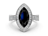 Silver Fancy Black Marquise Cut Halo Diamond Split Shank Pave Ring_12