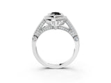 Silver Fancy Black Marquise Cut Halo Diamond Split Shank Pave Ring_15