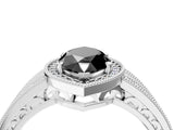 Silver Fancy Black Marquise Cut Halo Diamond Split Shank Ring with Prong Setting_10