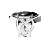 Silver Fancy Black Marquise Cut Solitaire Intertwined Band Prong Setting Ring_11