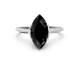 Silver Fancy Black Marquise Cut Solitaire Split Shank Pave Diamond Engagement Ring with Four-Prong Setting_54