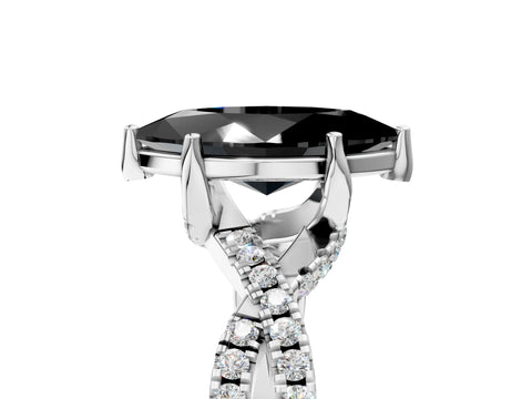 Silver Fancy Black Marquise Cut Solitaire Twist Pave Diamond Engagement Ring with Prong Setting_59