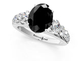Silver Fancy Black Oval Cut Brilliant Diamond Pavé Band with Six-Prong Setting_19