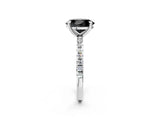 Silver Fancy Black Oval Cut Diamond Brilliant Solitaire Ring with Pavé Band and Four-Prong Setting_38