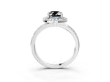 Silver Fancy Black Oval Cut Diamond Double Halo Ring with Split Shank and Four-Prong Setting_9