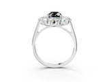 Silver Fancy Black Oval Cut Diamond Floral Double Halo Engagement Ring with Prong Setting_177