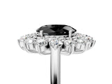 Silver Fancy Black Oval Cut Diamond Floral Double Halo Engagement Ring with Prong Setting_35