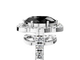 Silver Fancy Black Oval Cut Diamond Floral Halo Split Shank Prong Setting Ring_41
